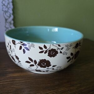 Live Simply Give Thanks Floral Bowl with Teal Interior